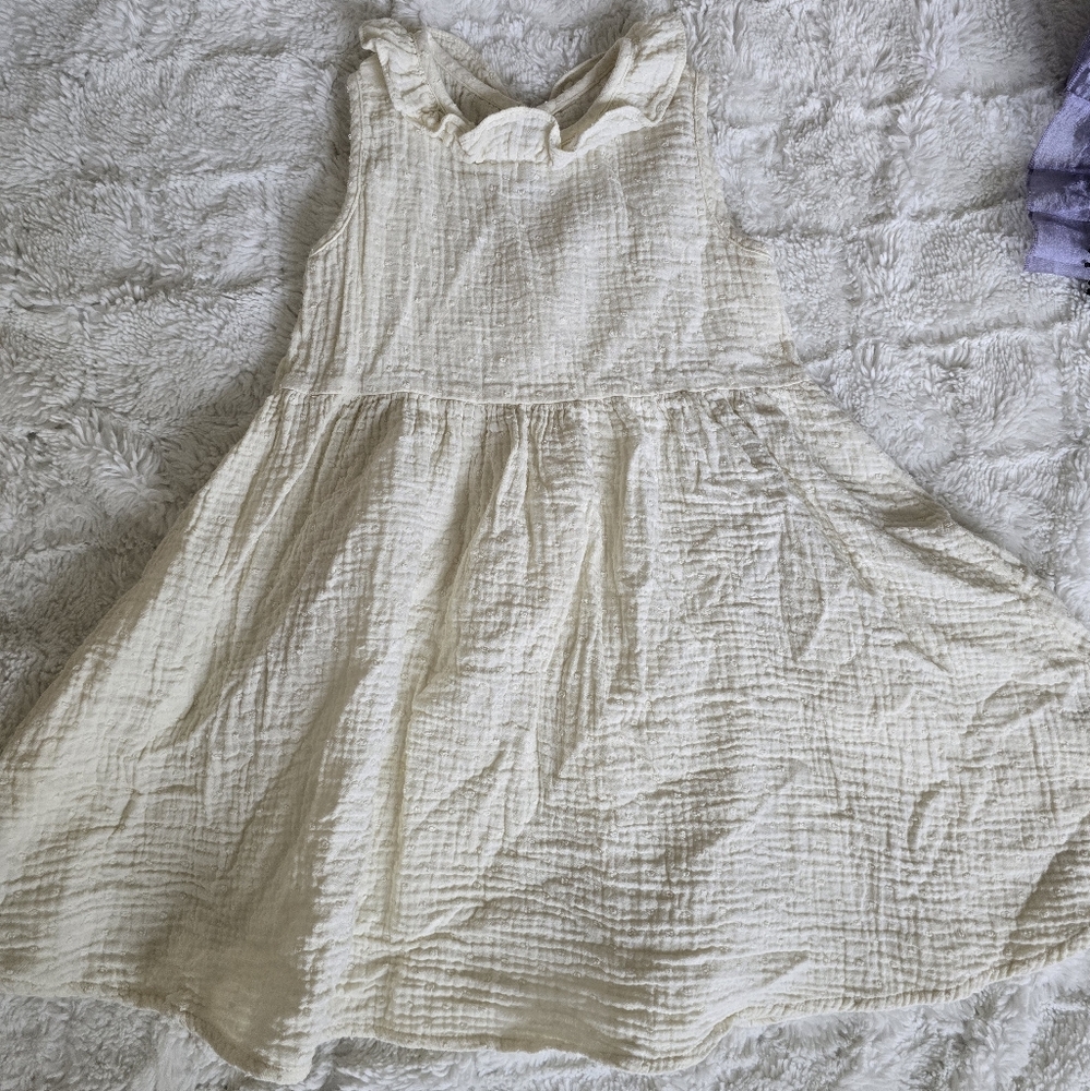 Rylee + Cru Cream Textured Kids Dress
